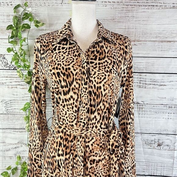 INC International Concepts Dress sz Small Black Brown Maisie Animal Slinky Knee - Picture 4 of 16